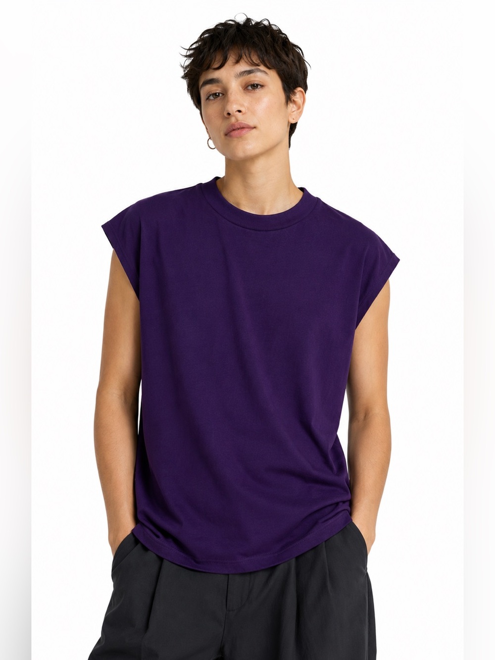 Agolde 100% Cotton Amethyst Sleeveless Boxy Tee Size XS